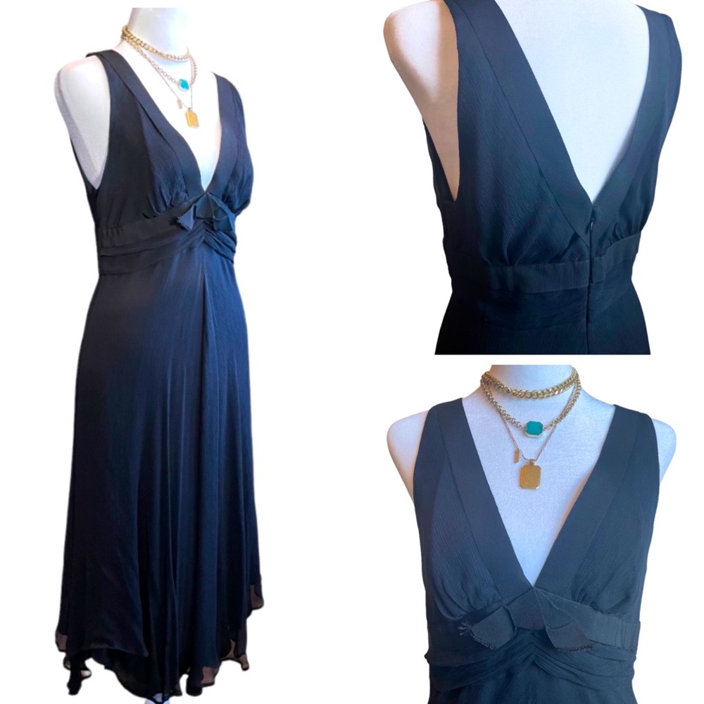 COPY - MAX MARA | NWOT Silk Blend Uneven Hem Y2K Black deep V Neckline | 10